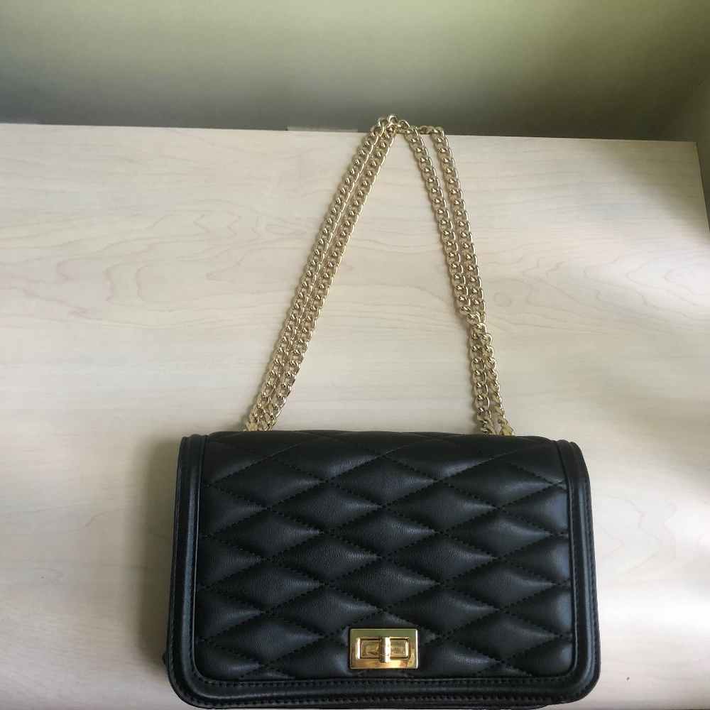 New Express Black Quilted Faux Leather Crossbody & or Shoulder Bag